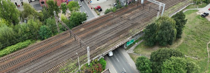 Wiadukt kolejowy przy ul. Granicznej w Katowicach z lotu ptaka, fot. Krzysztof Ścigała