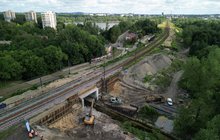 Katowice Morawa, budowa nowego przystanku i mostu nad Rawą widziana z góry, fot. Tomasz Kiełbasa (2)