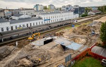 Stacja Sosnowiec Główny Sosnowiec Główny, roboty w stacji widziane z lotu ptaka, fot. Łukasz Hachuła