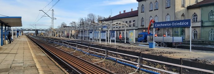 Prace na stacji Czechowice-Dziedzice.