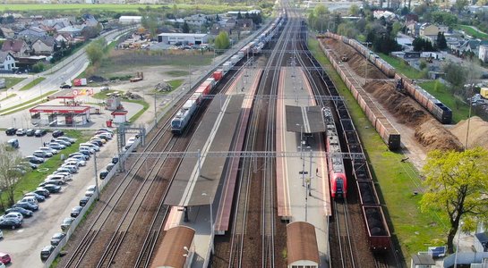 Widok z góry na stację Pruszcz Gdański. fot. Szymon Danielek PLK