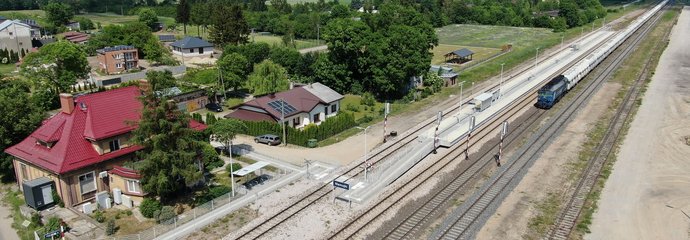 Stacja Niemojki - widok z drona fot. Paweł Mieszkowski PKP Polskie Linie Kolejowe SA