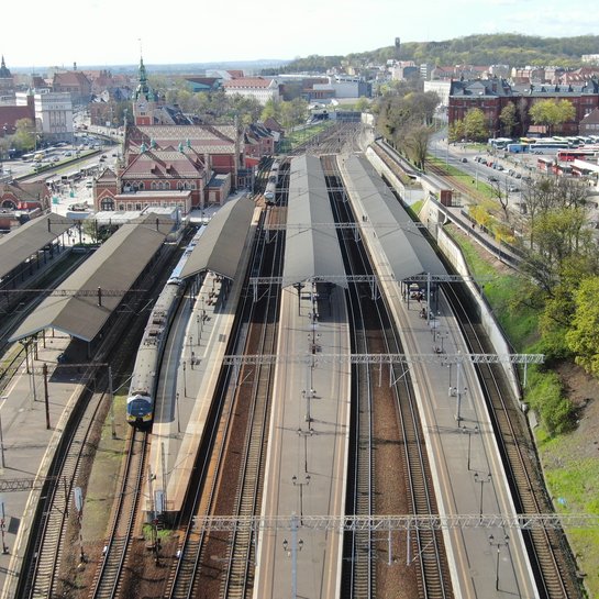 Stacja Gdańsk Główny z lotu ptaka. fot. Szymon Danielek PLK