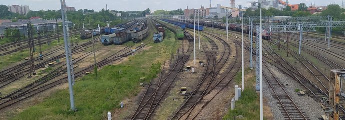 Stacja Częstochowa Towarowa, widok z lotu ptaka na układ torowy w stacji, fot. Andrzej Wróbel