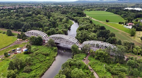 Remontowany most na Skawie, widok z lotu ptaka, fot. Piotr Hamarnik (1)