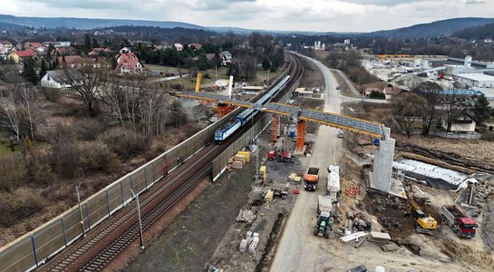Budowa wiaduktu w Woli Filipowskiej Budowa wiaduktu w Woli Filipowskiej, widok z lotu ptaka, fot. Piotr Hamarnik (1)